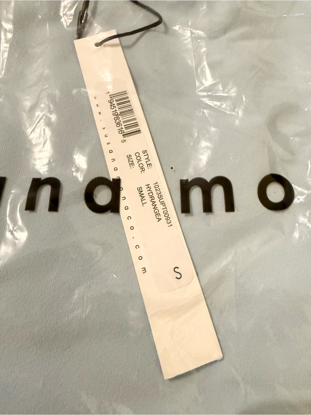 Susana Monaco Long Sleeve Crew Top Hydrangea Light Blue Small NWT Stretch Jersey - Picture 4 of 5